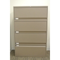 Teknion Tan 4 Drawer Lateral File Cabinet, Locking, 36"